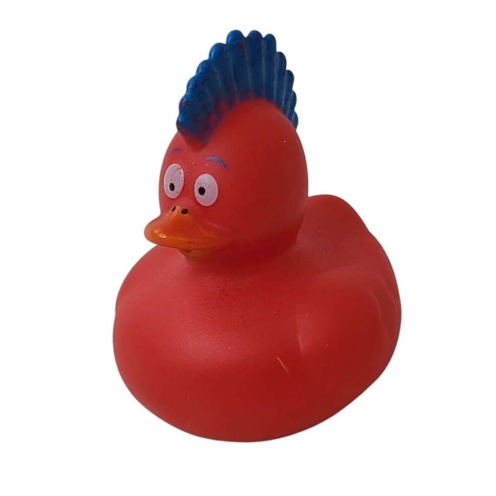 Red Rubber Duck Blue Mohawk Cruise Jeep Dicking Duckie Bath Toy